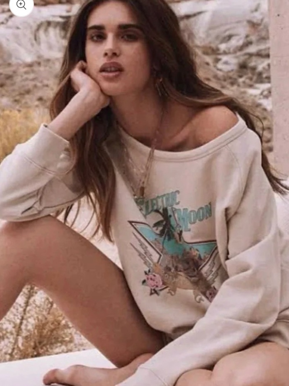 Spell & The Gypsy Electric Moon Sloppy Joe Sweater, Color: Cream. Size XS.